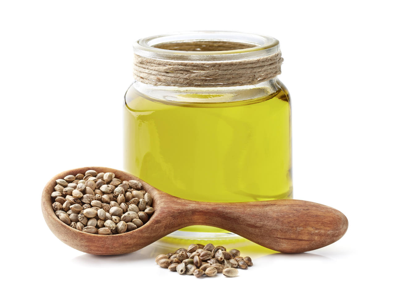a jar of hemp oil for hair that is extracted from hemp seeds